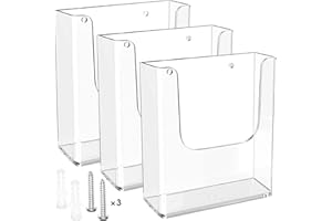 MaxGear Brochure Holder 8.5 x 11 inches Flyer Holder Acrylic Brochure Holders Wall Mount Pamphlet Holder Clear Literature Holder Plastic Brochure Holders Wall Mounted, 3 Packs