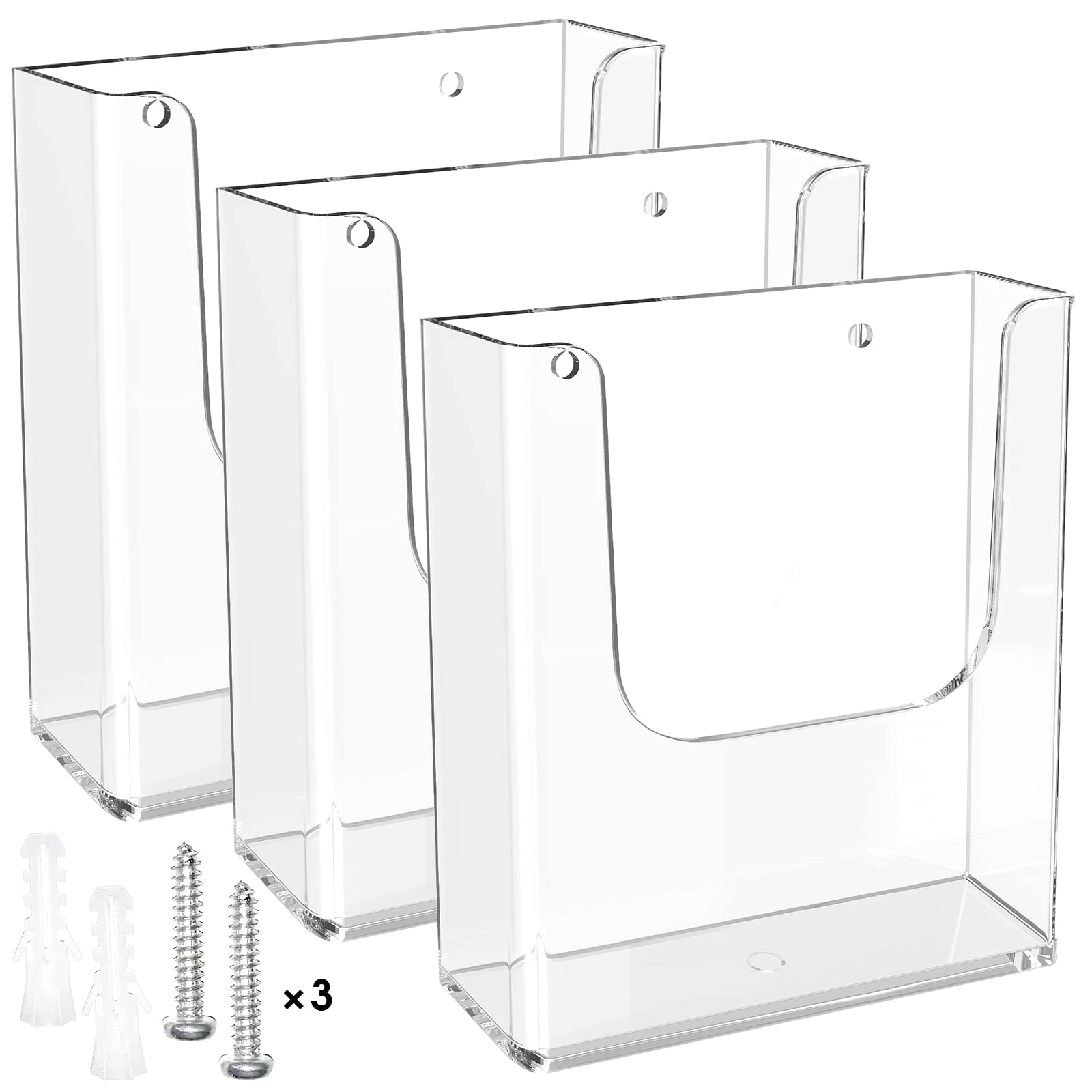 Photo 1 of MaxGear Brochure Holder 8.5x11 inch Acrylic Pamphlet Holder Clear Plastic Flyer Holder Wall Mount for Ofiice, School, Exhibition, 3 Pack
