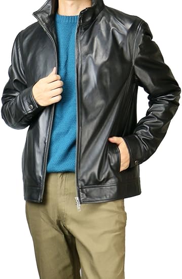 Amazon レザーブルゾン 本革ブルゾン メンズ 革ジャンパー 有名ブランド 1 ブラック M コート ジャケット 通販