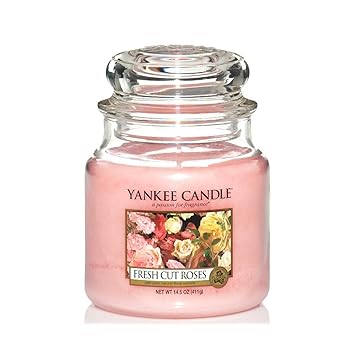 Yankee Candle Glaskerze, mittel, Fresh Cut Roses