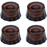 XIYANGJUAN 4pcs Transparent Guitar Knobs Brown Speed Control Volume Tone Clear Lamp Shape Knob for PRS LP SG Les Paul Eletric Guitar Accessories (Brown)