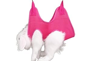 COPFEU Rabbit Grooming Hammock with Safety Belt for Nail Clipping, Grooming, Bunny Bathing Bag for Nail Trimming, Cat Claw Care Bag, Small Animal Grooming Harness (Red,X-Small)