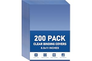 Dynta Binding Covers 200 Pack Clear Report Cover, 8 mil PVC Cover Sheets for Binding, Letter Size 8.5 x 11 Inches, Square Corners, Un-Punched, Office Supplies