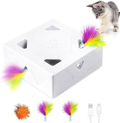 Migipaws Automatic Hide & Seek Cat Toy 7-Hole Pop-Up Feather Hunt Type-C