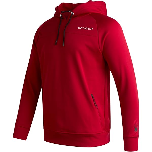 Spyder Men's Racer 1/4 Zip Pullover Hoodie - Racing Red, Medium, Waffle-Knit Fleece Lining, Embroidered Logos 3 thumbnail image