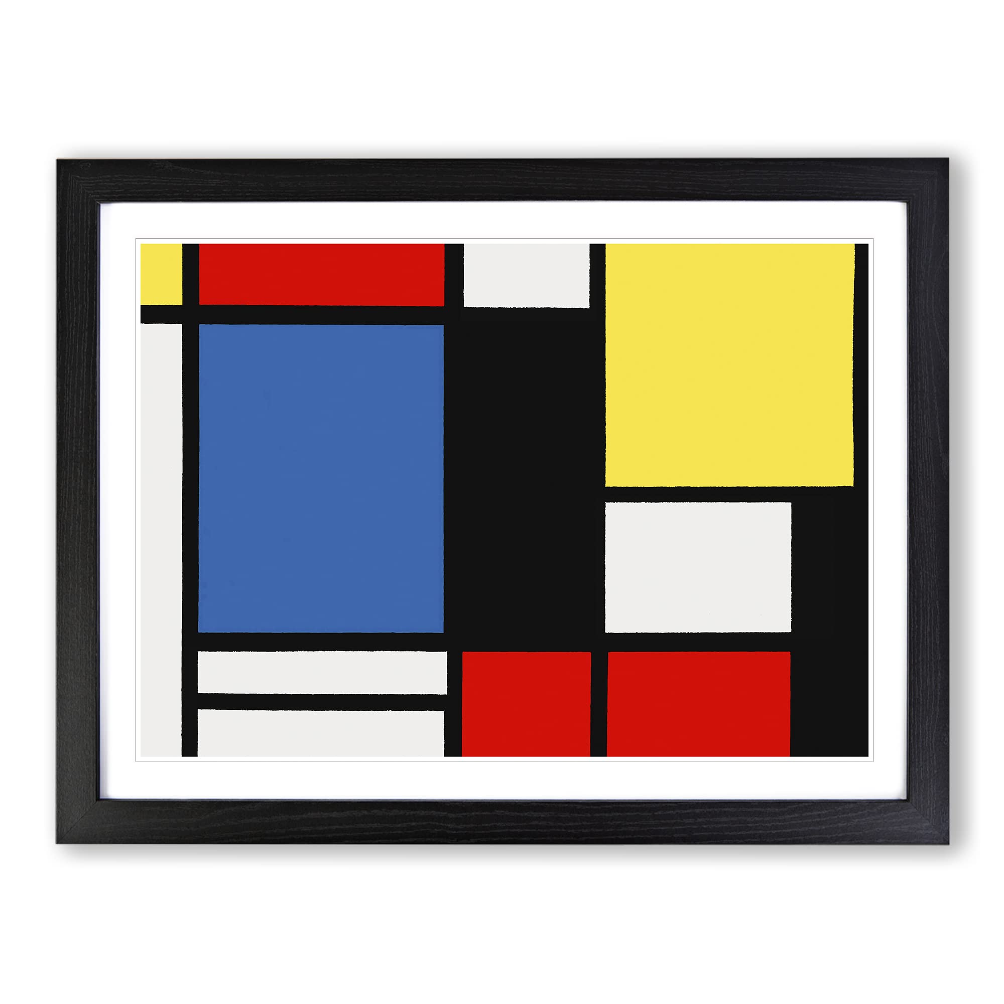 Composition Vol.3 By Piet Mondrian Classic Painting Framed Print | A4 Black Framed Wall Art | Ready to Hang | Classic Historical Picture | Living Room Bedroom Lounge Office