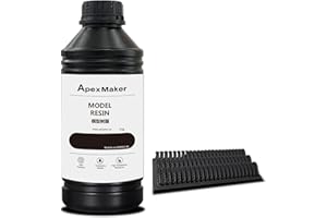 ApexMaker 3D Printer Resin Black, 1000g, High Precision, Low Odor, Quick Curing Standard Photopolymer Resin, 385-405nm UV Curing 3D Printing Liquid Photopolymer Resin for LCD DLP SLA 3D Printers