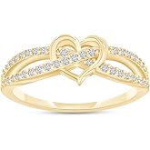 SAVEARTH DIAMONDS Infinity Criss Cross Heart Promise Ring for Women Round Lab Created Moissanite Wedding Engagement Ring in 18K Gold Plated Jewelry Gift for Her