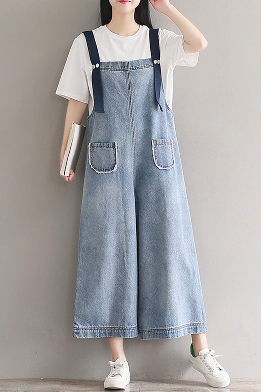 womens wide leg denim overalls