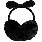 POXIMI Women Winter Earmuffs Girl Ski Adjustable Ear Covers for Cute Bow Ear Warmer Outdoor Earmuff Fleece Lining
