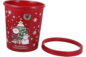 JECOMPRIS Christmas Trash Can Plastic Garbage Bin with Festive Design for Kitchen Bathroom Office Living