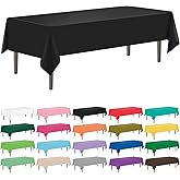 YSYJ 12 Pack Black 54 x 108 Inch Disposable Plastic Tablecloths Rectangular Table Cloth Plastic Table Cover for Parties