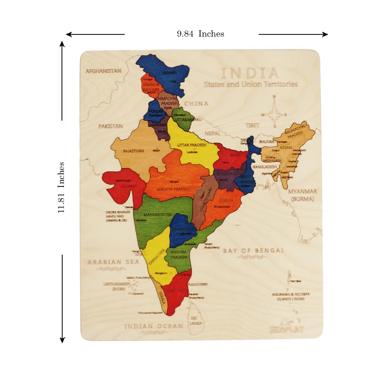 Condition photo showing As Is for india map wooden jigsaw puzzle for kids | 22 puzzle pieces | learning & educational toy gift for boys & girls ages 4 years and above