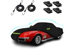 BETERNY Car Covers for 1968-1982 Corvette C3, 6 Layers 210T Waterproof All Weather Sun UV Rain Snow Outdoor Windproof Full C3 Car Cover with Cotton Lining & Door Zipper-Black