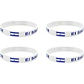 LLBFHH 4 Pcs El Salvador Salvadoran Country Flag Rubber Bracelets, National Flag Silicone Bracelet, Rubber Wristbands Patriotic Decorations Gift.