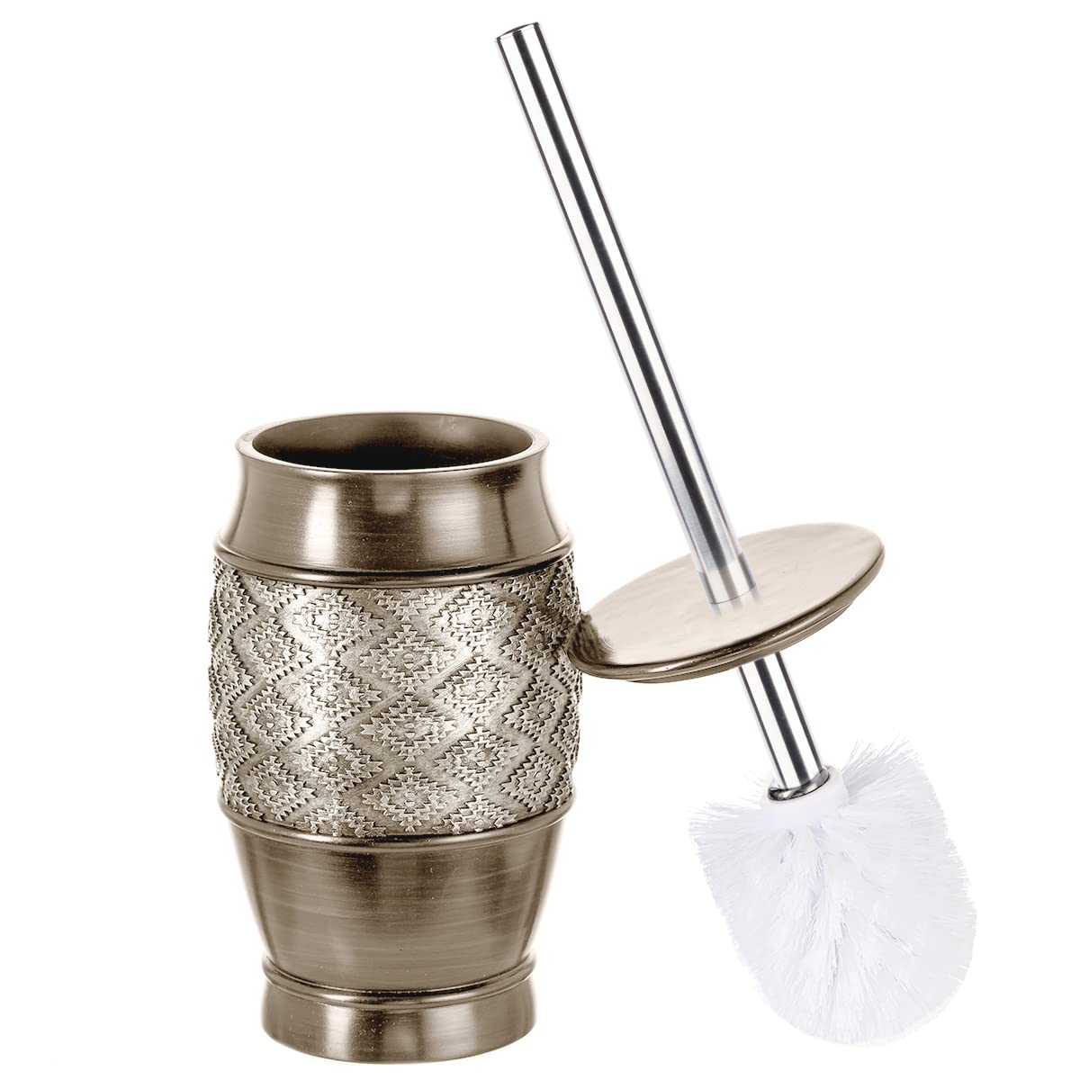 Creative Scents Dublin Silver Toilet Brush Set - Toilet Bowl Cleaner Brush and Holder - Decorative Bathroom Cleaner Brush - Space Saving Design Toilet Bowl Scrubber