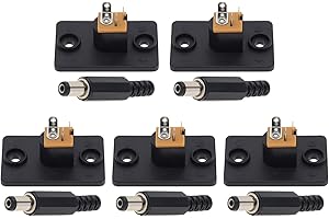 5 Pairs Male Jack & Female Socket Panel Mount Barrel Jack Plug 5.5mmx2.1mm DC Socket Plug for Recorders Audio Learning Machin