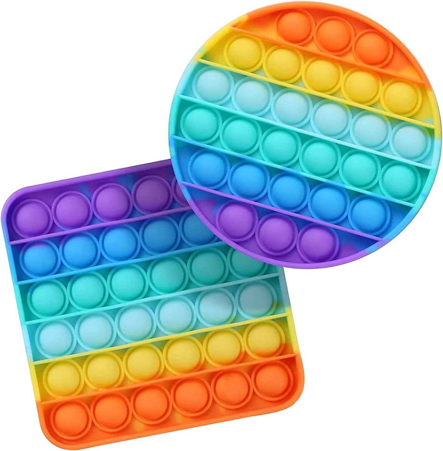 2 Pack Rainbow Poppets & Push Pop Bubble Sensory Fidget Toy, Small