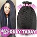 MeiYou 12A Kinky Straight Hair 3 Bundles Yaki Human Hair Weave Unprocessed Brazilian Virgin Remy Sew in Hair Extensions Natural Black (16.18.20)
