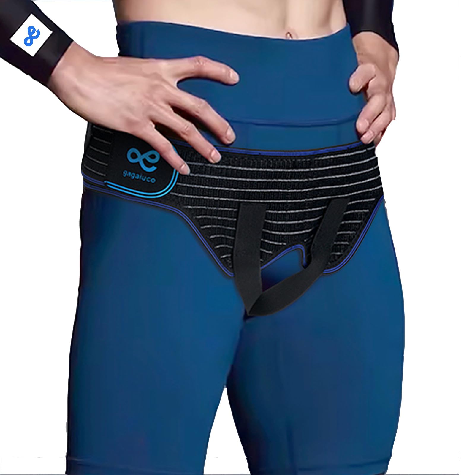 gagaiuco Hernia Belt for Men and Women Flexible Adjustable Inguinal Groin Hernia Belt Support Truss Pain Relief Recovery Strap with 2 Removable Compression Pads Comfortable Material (L)