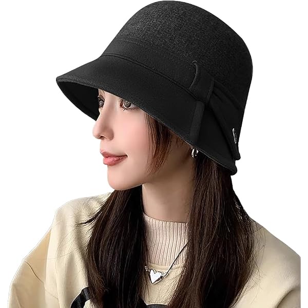 Amazon.com: Women Bowknot Bucket Hat Bow Accent Cloche Hat  display picture 2