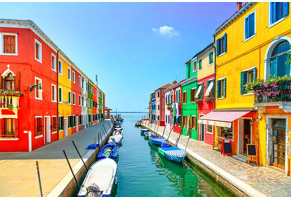 RZJMYUE Burano Canal Landscape Jigsaw Puzzle 500/1000/1500/2000/3000/4000/5000 Pieces Cardboard Puzzles Wooden Assembly Puzzle Toys for Home Wall Decor,1000PCS