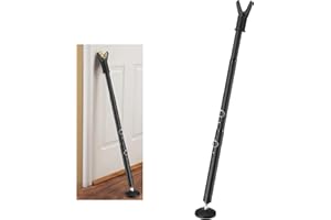 HARRMS Door Security Bar, 1 1/8 inch Heavy Duty Security Bars, 35-41.7" Adjustbale Door Saftey Bar - Portbale Security Door Barricade Bar Inside (1 pc, Black) (Frosted Black)