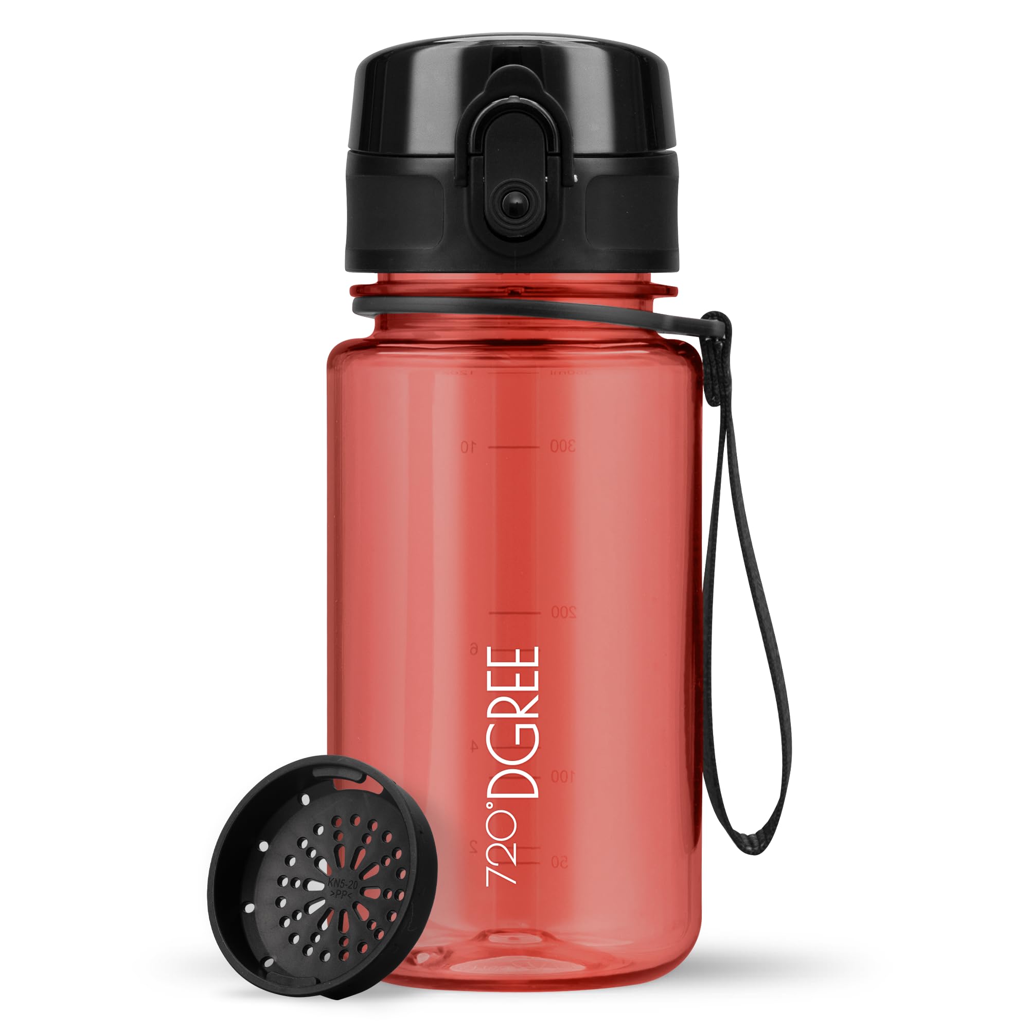 720°DGREE Water Bottle Kids 350ml “uberBottle“ crystalClear +Sieve - BPA-Free Tritan, Leakproof, Reusable Drinking Bottle - Waterbottle for Children from 2 Years, Kindergarten, School, Playground