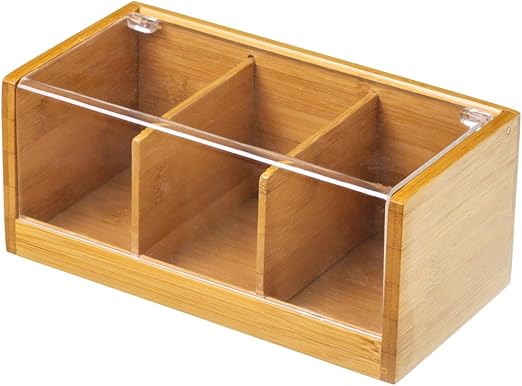 Caja para infusiones de bambú/pvc (22x11x9.5): Amazon.es: Hogar