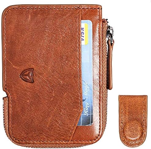 Slim Wallet with Zipper RFID Sleeves Front Pocket Minimalist Wallet Card Holder