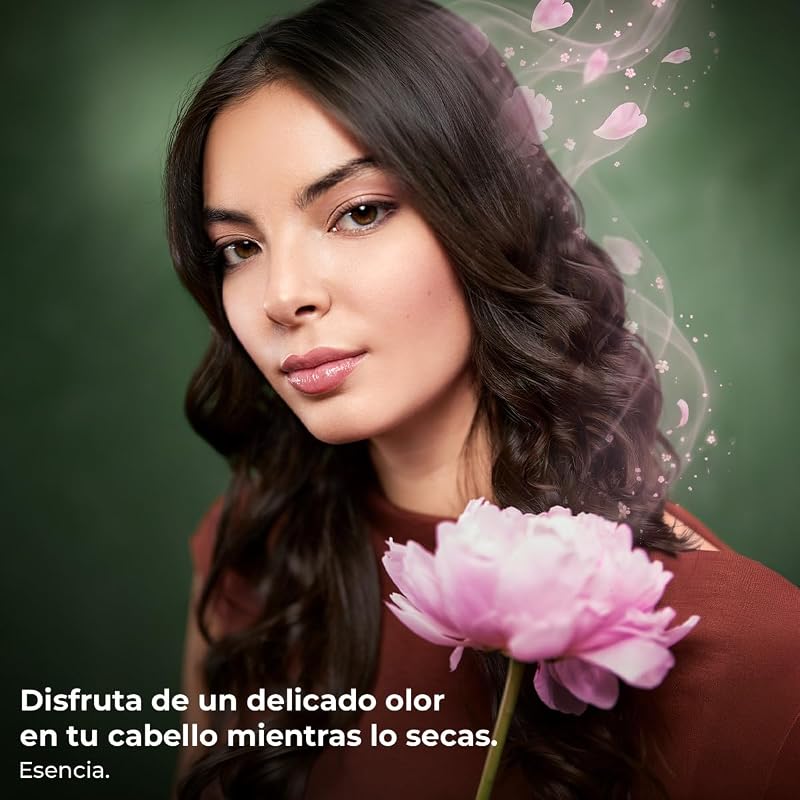 Secador de Pelo Compacto IoniCare Dry&Keratin Cotton Candy. 1200W, 107000RPM, Motor Brushless, Función Iónica, Cabezal con Tecnología NutriEssence y Púas Duras, Cabezal Concentrador, Rosa