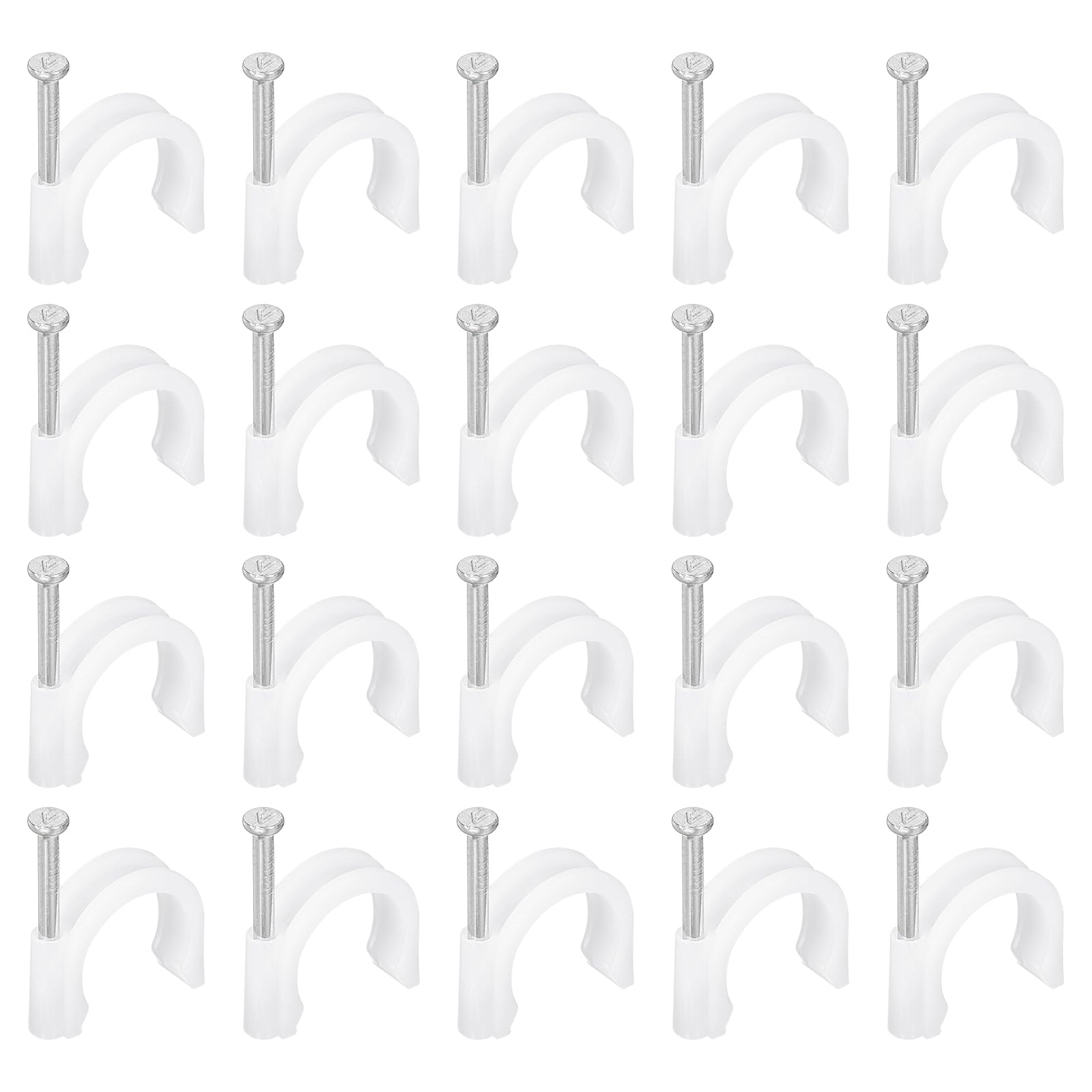 PATIKIL Half Clamp J-Hook with Nail, 70Pcs 3/4"/20mm Pex Pipe Fixture Cable Nail Clip Support Holder for Tubing Fixing CPVC Copper Pipe Fixing Connection, White, 40mm Long Nail