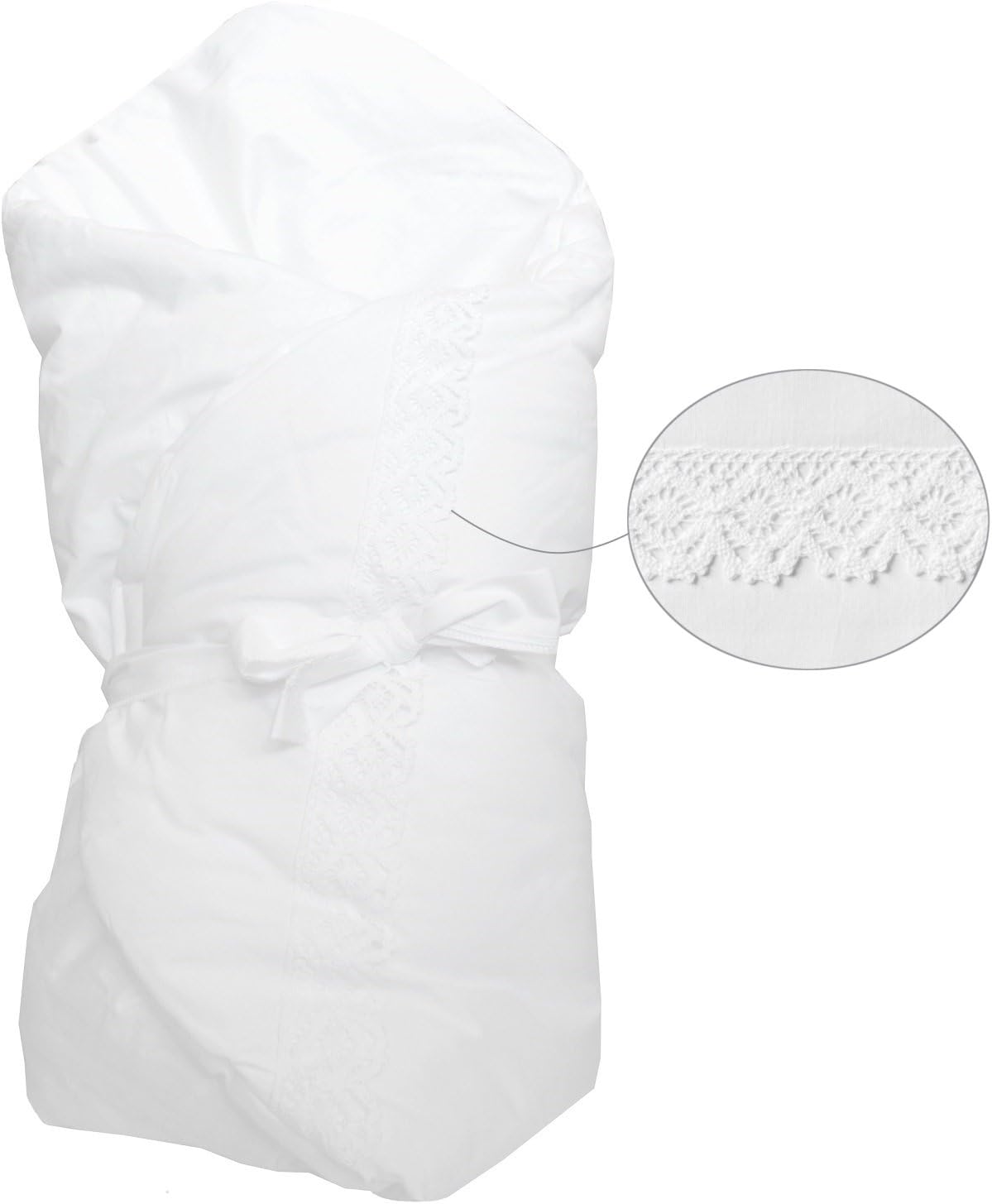 Vizaro - Swaddle Wrap for Newborn - 100% Luxury Cotton - Made in EU - OekoTex - Safe for Babies - C. White Lace
