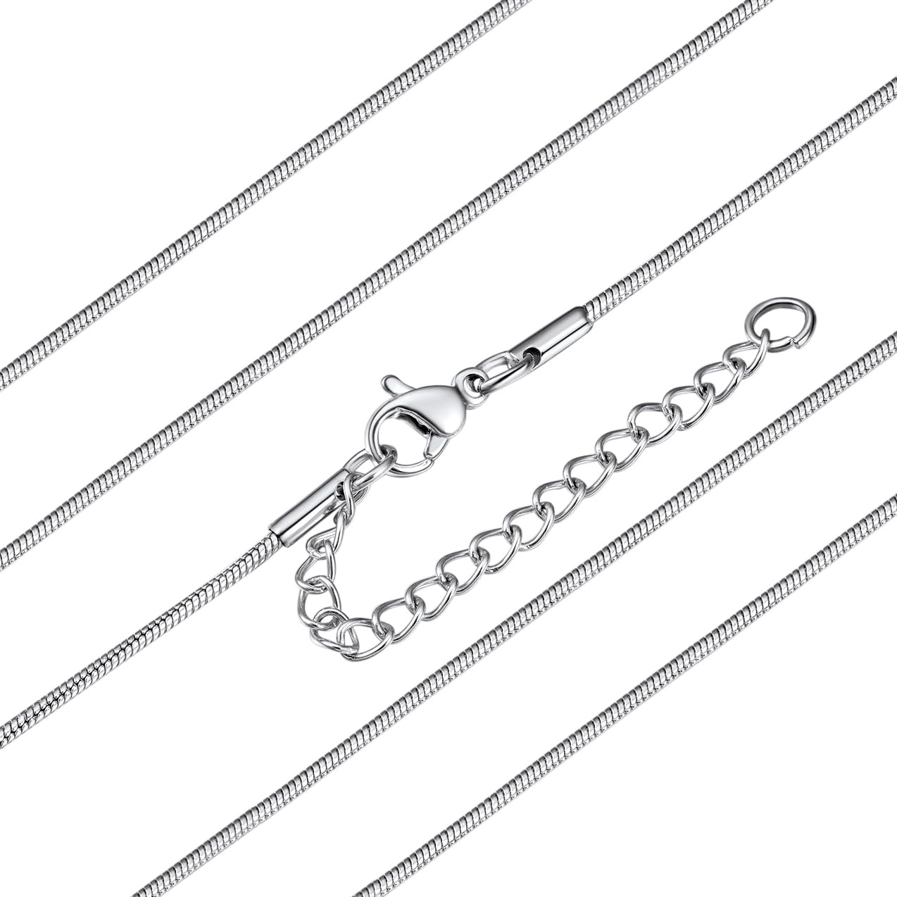 ChainsHouse Snake Necklace Chain for Pendant Silver Herringbone Necklace Fine Dainty Silver Chain 1mm Stainless Steel Mens Herringbone Link — image 1
