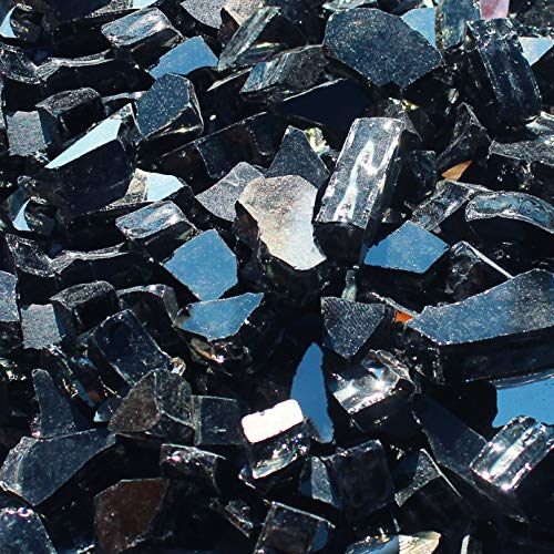 Blue Ridge BrandTM Black Reflective Fire Glass - 50-Pound Professional Grade Fire Pit Glass - 1/2" Reflective Fire Pit Glass Bulk Contractor Pack