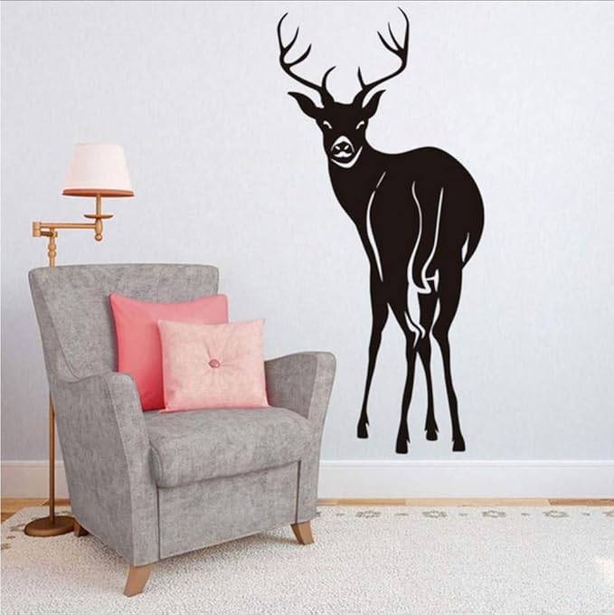 Diy Cartel Vintage Negro Alce Animal Vinilo Pared Pegatina Bosque