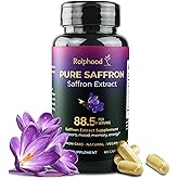 Saffron Extract Supplements Capsules 88.5mg Natural Saffron Supplements for Mood, Energy & Vision Support-Non-GMO,Vegan,60 Capsules
