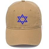 WINGZOO Men's Baseball Caps Israel Star of David Embroidered Dad Hat Washed Cotton Adjustable Embroidery Cap