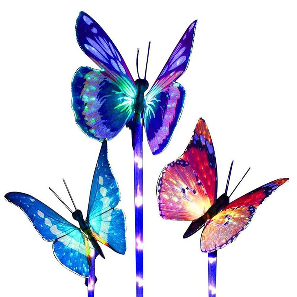 Uposao Multicolor Solar Butterfly Light Multicolor Changing LED Garden Lights Solar Powered Garden Lights for Garden Patio Backyard