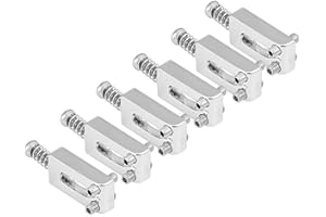 6 Pcs Guitar Bridge Saddles, Metal Tremolo Saddles for Electric Guitar, with Wrench, Adjustable Height 4mm to 13mm (Silver)