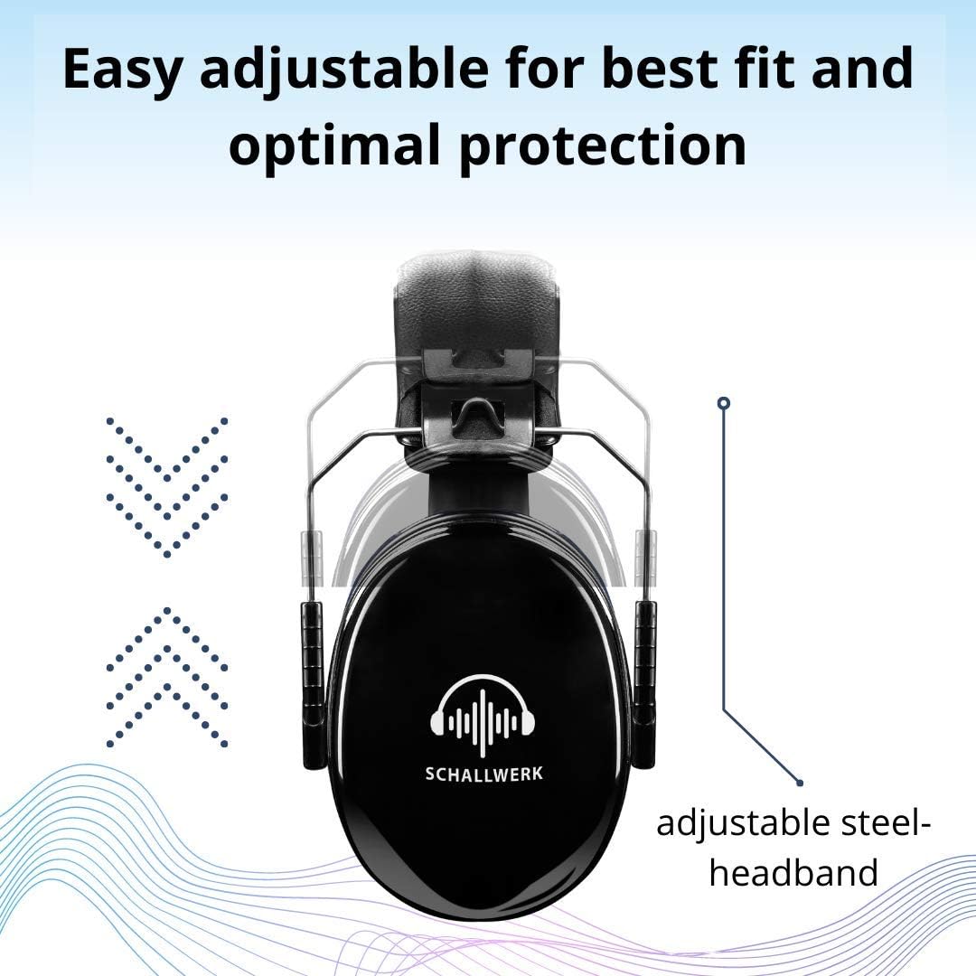 Schallwerk ® Work+ Ear Defenders, Size Adjustable Hearing Protection Earmuffs, Noise Protection Headphones - Image 3