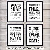 Original Bathroom Wall Art Set - Funny Typography 8x10 Photo Pictures for Bath Home Decor - Chic Affordable Gift - Unframed Poster Prints