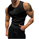 RoseSeek Men's Ribbed Sleeveless Tank Tops Crew Neck Slim Fit Gym Work Tank Undershirts Summer Tops