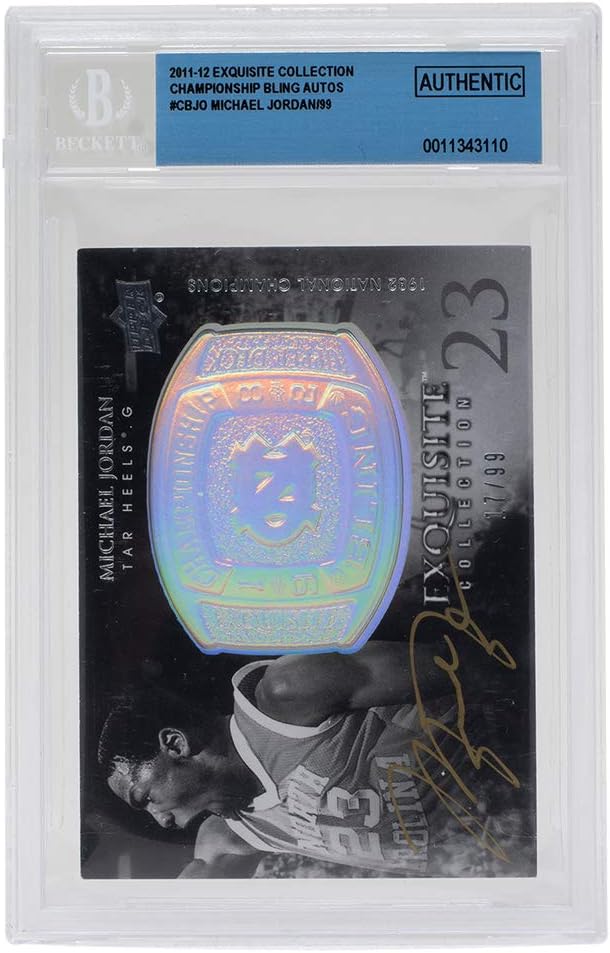 Michael Jordan Signed 2011-2012 Exquisite Collection Championship Bling Limited Edition Card Slabbed BAS 10 Auto
