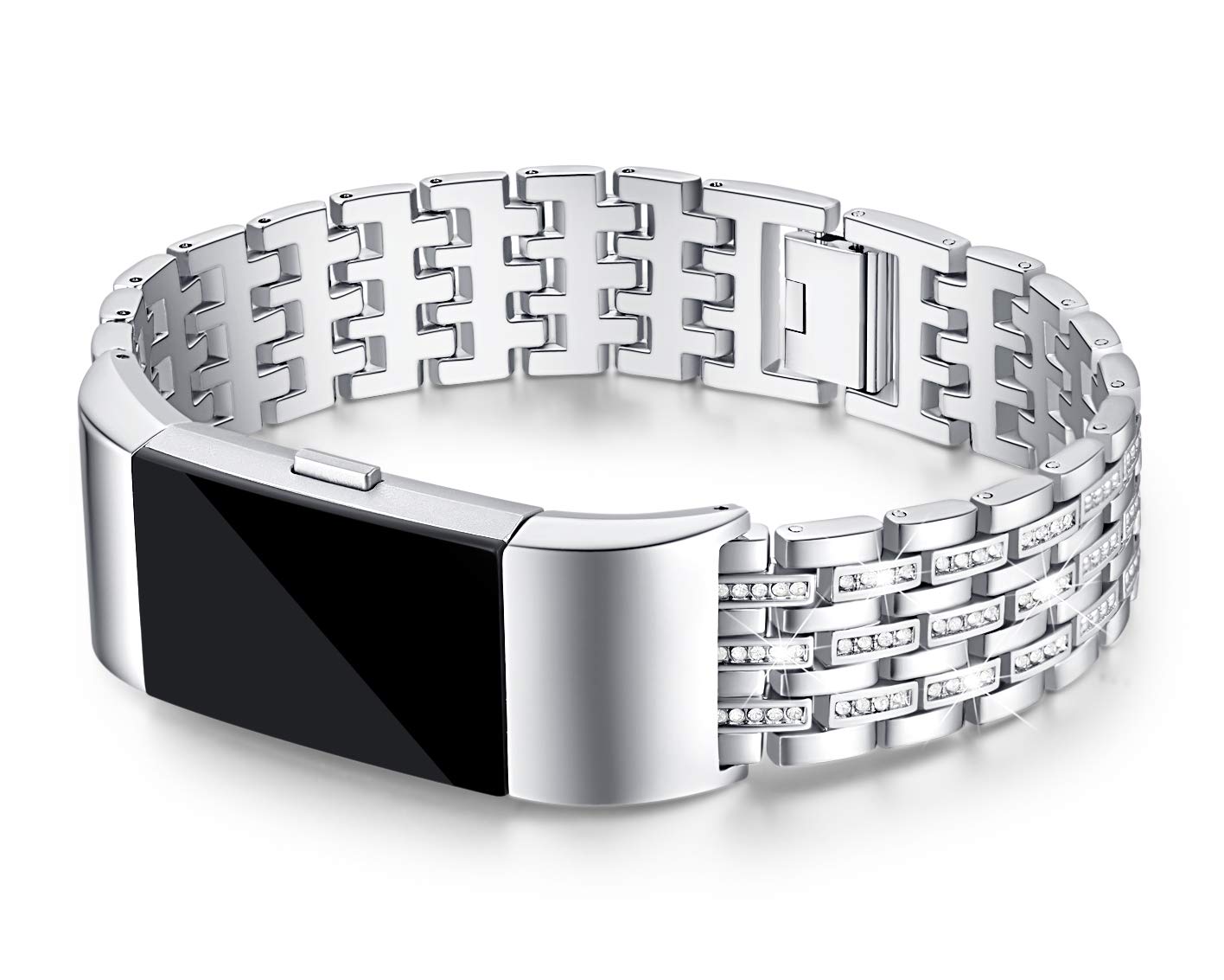 Kaleidoc Bands Compatible Fitbit Charge 2 - Metal Replacement Wristband with Premium Rhinestone Crystals, Adjustable Classy Bracelet Strap Compatible Fitbit Charge 2 Bands