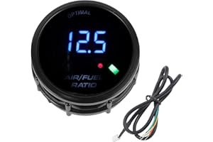 A ABSOPRO Air/Fuel Ratio Gauge 2" 52mm AFR Controller Gauge Colorful LED Digital Display Car Vehicle Automotive Universal Bla