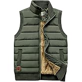 Vcansion Men's Outdoor Stand Collar Fleece Jacket Vest Casual Padded Vest Coats