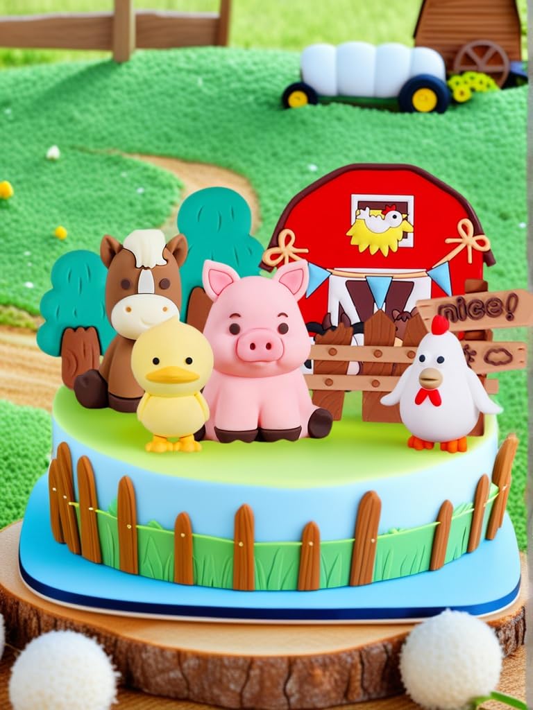 LaVenty Bauernhof Tier Kuchen Dekoration Schaf Kuchen Topper Bauernhof Tier Geburtstag Dekoration Kuh Kuchen Dekoration Schwein Kuchen Topper Für Bauernhof Tier Babydusche Geburtstag Dekorationen 6