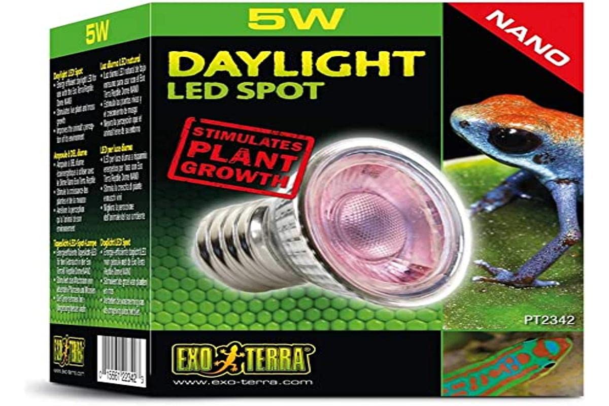 Exo Terra Reptile Daylight LED Spot 5W, Energy‑Efficient Daylight LED Terrarium Lamp for Reptiles, Bright Focused Lighting for Natural Behaviour & Plant Growth