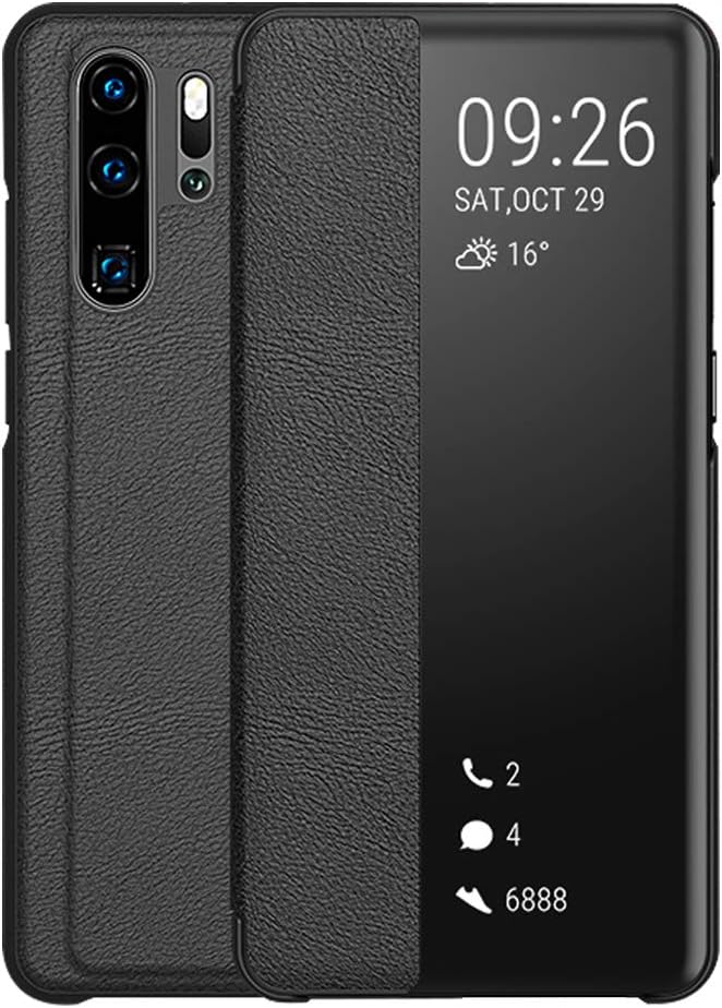 Muntonski P30 Pro Case Folio Compatible with Huawei P30pro Cover P 30 30pro Cases Kickstand Flip TPU Luxury Huaweip30 30pro Huwai Hawei 6.47 Inch (Black)